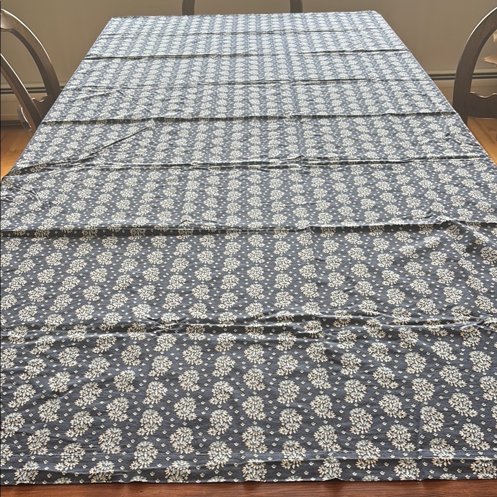 Pottery Barn Blue and White Floral Tablecloth. 100%Cotton.